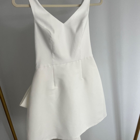 Sachin & Babi Gwyneth Mini Dress – Detachable Bow, Ivory Satin, Worn Once - Picture 3 of 12